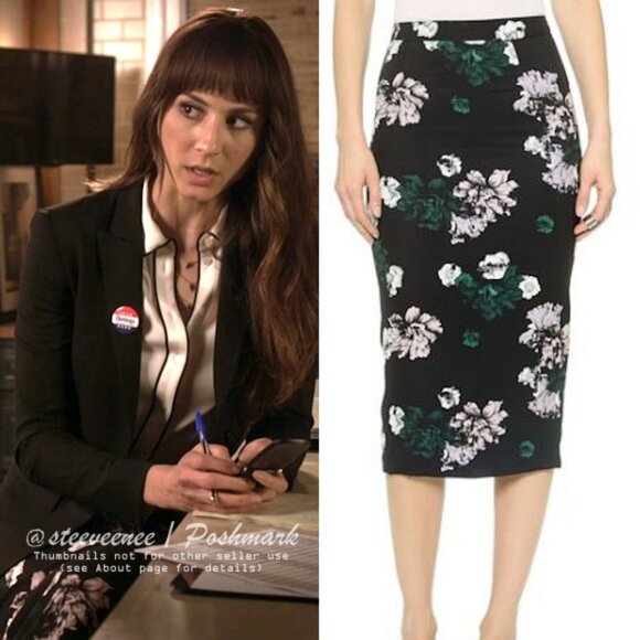 A.L.C. Floral Print Bell Pencil Skirt in Black ASO Spencer Hastings - Picture 2 of 11